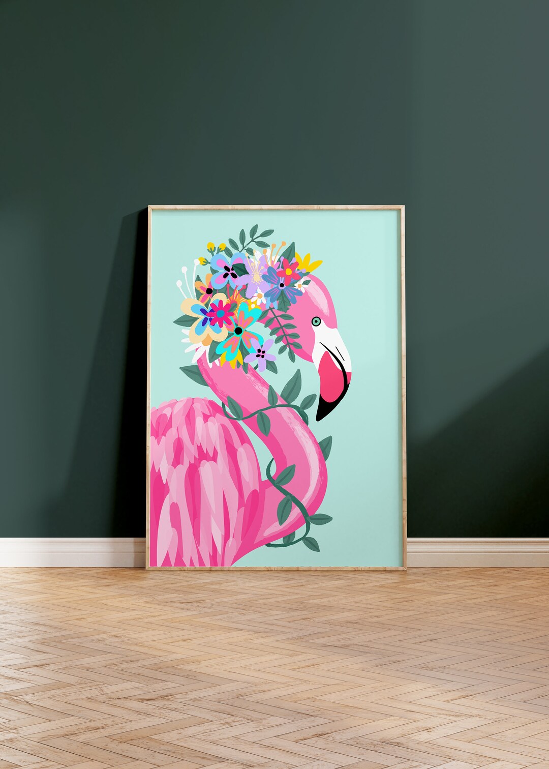 Floral Flamingo Print Living Room Print Colourful Prints Animal Print ...