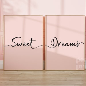 Impresiones artísticas de pared de dormitorio rosa/decoración de dormitorio relajante, carteles de guardería para habitación de niñas A4 A3 A2 50x70cm