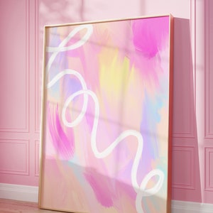 Pastel Abstract Love Art Print: Colorful Bedroom Wall Decor image 2