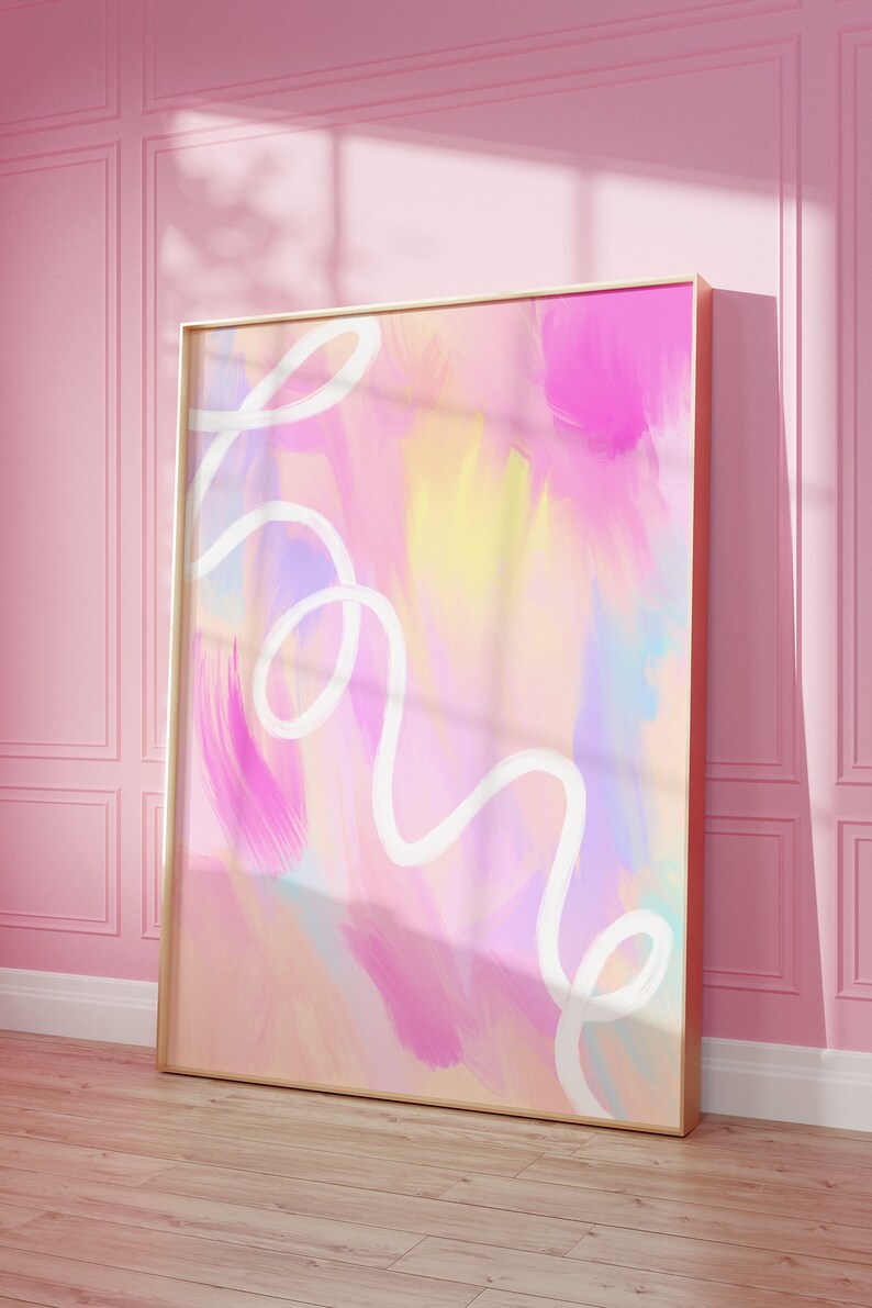 Pastel Abstract Love Art Print: Colorful Bedroom Wall Decor image 2