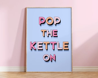 Impression Pop the Kettle : oeuvre d'art murale de cuisine rétro