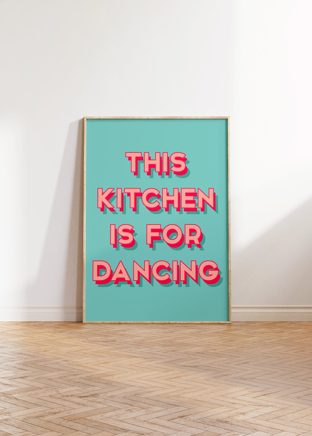 This Kitchen is for Dancing Print Kitchen Prints Wall Art Decor Teal Print Quote Wall Art