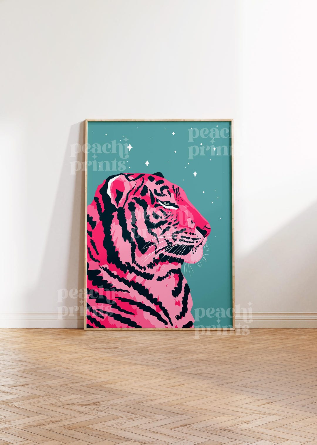Estampado de tigre neón rosa: arte colorido para la pared del dormitorio -  Etsy México, image size:1080x1513