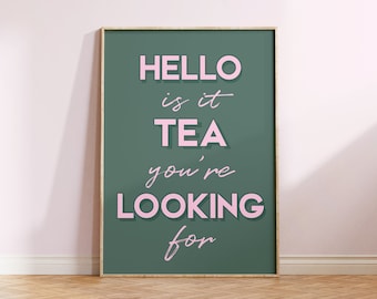 Hello Tea Print: Retro Kitchen Wall Art (A5 A4 A3 A2)