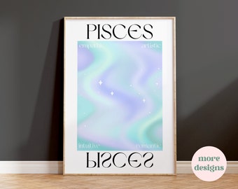 Zodiac Aura Print Bedroom Decor Star Sign Wall Art Decor Spiritual Birthday Gifts Astrology Prints Poster Angel Print Cancer Uni Room Decor