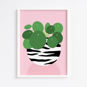 Chinese Money Plant Print / Bedroom Print / House Plant / Botanical / Gallery Wall / Living Room Print / Pink / Bathroom / A5 A4 A3 A2