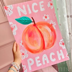 Nice Peach Print Bathroom Wall Art Funny Bathroom Poster Colourful Bathroom Wall Decor 7x5/A4/A3/A2