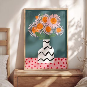 Maximalistische botanische muurkunst print - abstracte bloemenvaas poster - Boho woonkamer decor - moderne galerij muur slaapkamer kunst A4 A3 A2