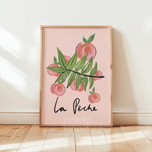 La Peche Art Print: Modern Abstract Peach, Pink Bathroom Decor image 1