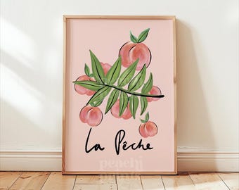 La Peche Art Print: Modern Abstract Peach, Pink Bathroom Decor