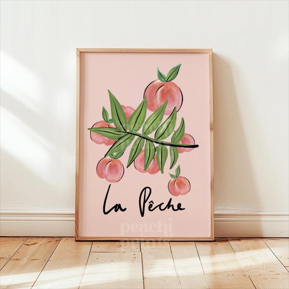 La Peche Art Print: Modern Abstract Peach, Pink Bathroom Decor