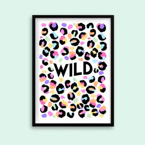 Wild Leopard Colourful Print Bright Wall Art Bedroom Prints Bold Wall Art Room Decor Fun Leopard Gift A4 A3 A2
