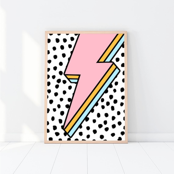 Lightning Bolt Print / Colourful Pop / / - Etsy