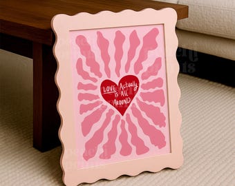 Love Actually Quote Print: Pink Heart Wave Modern Art