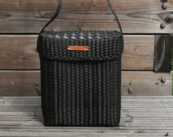 Handmade crossbody bag, recycled plastic crossbody bag, perfect as tablet holder or everyday bag, unisex crossbody bag, black unisex bag