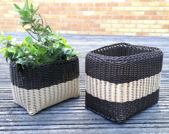 Brown and beige storage baskets, planter, pots, indoor or outdoor pot, kitchen baskets, home and living, toiletries organisers, roomy basket