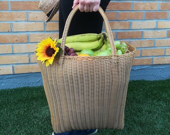 Bolsa de plástico reciclado, bolso hecho a mano, bolso tote, bolso shopper, bolso bandolera, bolso de diario, bolso de playa, regalo para ella, bolso sencillo, bolso caramelo