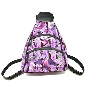 backpack, flower backpack, purple backpack, leather backpack, unique style backpack, sturdy backpack, perfect gift woman, original backpack