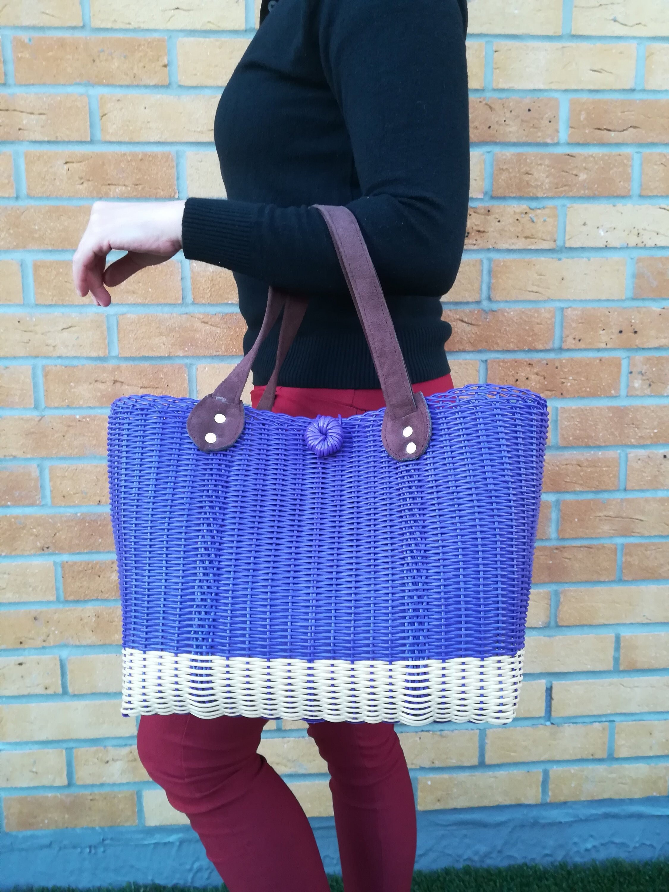 Borsa tote in plastica riciclata intrecciata a mano | Etsy Italia