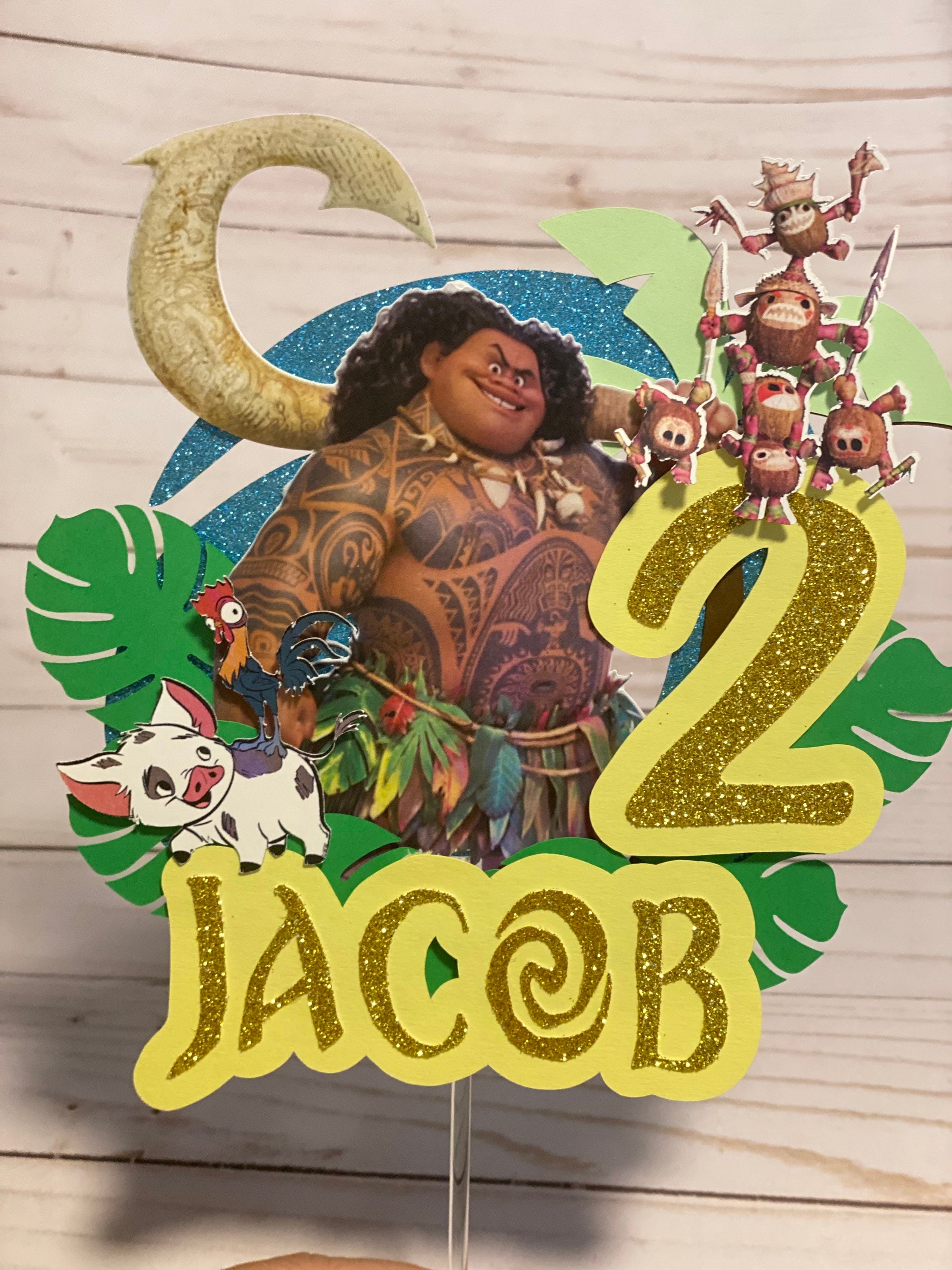 Customized Maui Cake Topper, Moana Maui Theme, Maui Party Decor, Any Age,  Any Name, Personalized Birthday Topper 