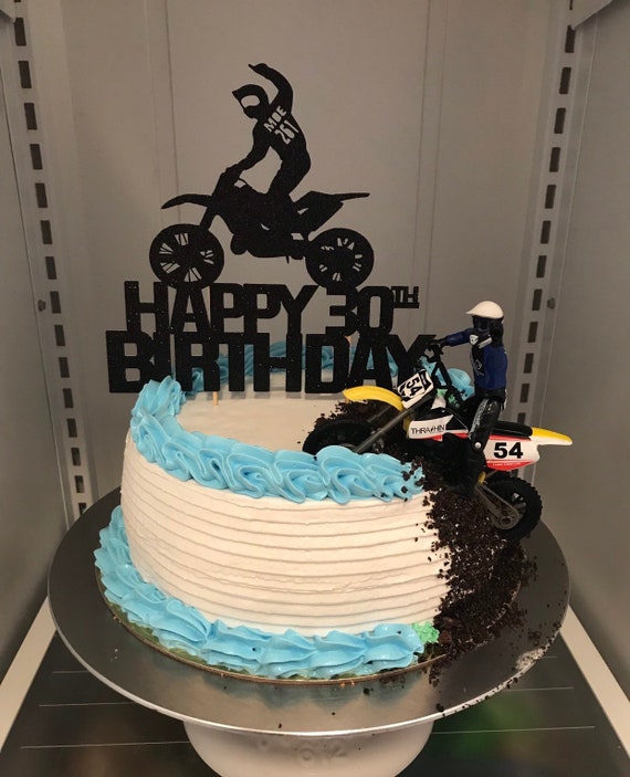 Motorcycle Racing Theme Birthday Cake Topper Extreme Sports Racing