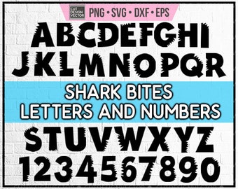 Shark bite alphabet and numbers svg, shark bite letters svg, shark bite numbers svg, shark bite svg, shark bite font svg, shark bite font