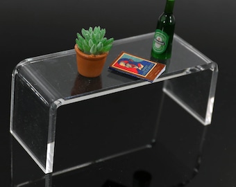 1:12 Scale Acrylic Clear Rectangular Coffee Table - Miniature Dollhouse Furniture Tea Table Toy