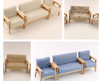 1/12 Scale Dollhouse Miniature Furniture Modern Parlor Set-3pcs Sofa Chair OB11 Toy