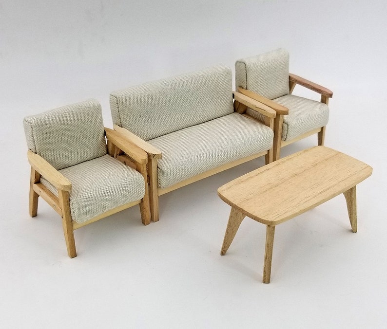 1//12 Dollhouse Miniature Room Furniture Double Couch Sofa Model Set Black