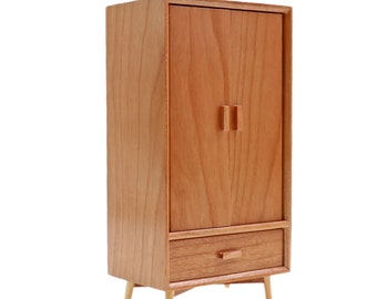 1:12 Scale Solid Wood Dollhouse Wardrobe - Scandinavian Miniature Furniture