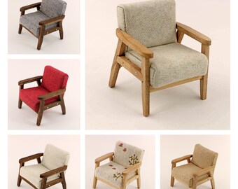 1:12 Scale Dollhouse Miniature Furniture Modern Single Sofa Couch Chair Wood Toy