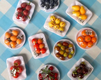 1:12 Scale Miniature Fruit, Handmade Polymer Clay Produce, Dollhouse Kitchen Food