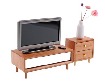 1:12 Miniature Dollhouse TV Stand / Bench Wood Table Furniture Decorative Cabinet Decor