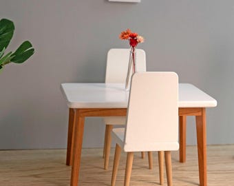 Birch Wood Dollhouse Dining Table – Modern Miniature Furniture, 1:12 Scale