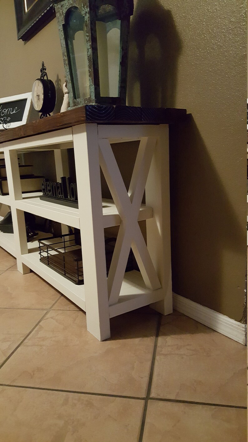 2 Shelf Rustic Farmhouse Console Table Etsy