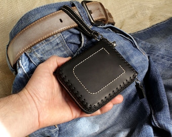 Wallet,Leather Zipper Wallet,Mini Leather Purse,Credit Card Wallet,Zip Around Leather Wallet,Zipper Wallet,