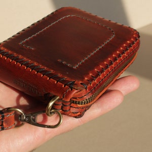 Cartera, Cartera minimalista de cuero con cremallera, Cartera de cuero personalizada, Cartera de mujer Cartera con cremallera, Cartera con cremallera