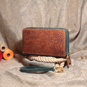 Women's wallet,Zip Around Wallet, Women's clutch,women’s bags,Purse,Double zip clutch,Leather Wallet For Women,Clutch