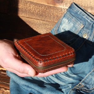 Genuine Leather Wallets For Men Credit Card Holder Coin Purse Zipper Pocket  Bag 