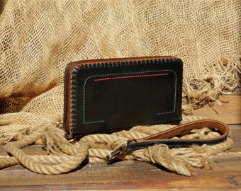 Portefeuille, Portefeuille à fermeture éclair, Portefeuille à fermeture éclair, Porte-monnaie pour femme, Portefeuille à poignet, Pochette pour homme avec fermeture à glissière autour