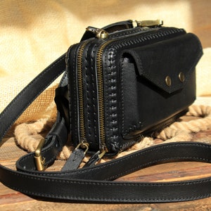 Bolsos bandolera de piel, Bolso de hombro, Cartera bandolera, Bolso bandolera pequeño para mujer, Bolso, Bolso bandolera de piel, Cartera con doble cremallera