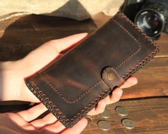 Bifold Leather Wallet, Long Leather Wallets , Personalized Leather Wallet Men, Wallet,Gift for Him,