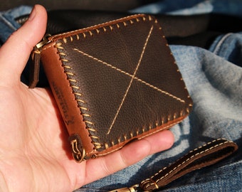 Wallet, Men's Leather Wallet, Zipper Wallet, Personalized Slim Wallet,Leather Zipper Wallet,Credit Card Wallet,Women's wallet