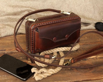 Small women's handbag,Men's shoulder bag,Bag with smartphone compartment,Crossbody Clutch Wallet,Double zipper wallet,Purse bag,