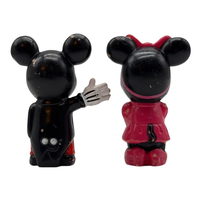 Set de figuras de plástico vintage de Mickey y Minnie Mouse de Disney imagen 2