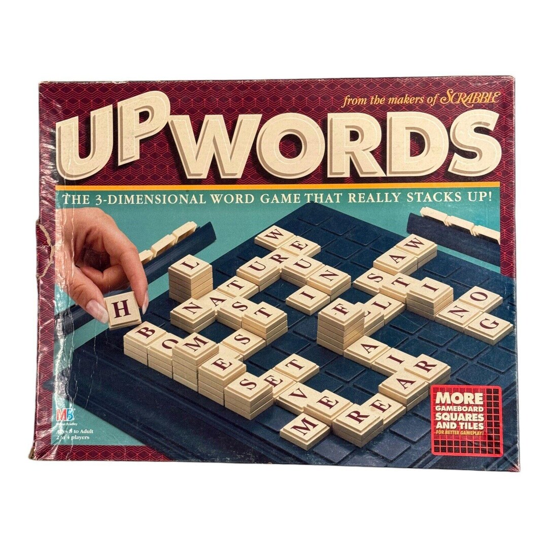 UPWORDS UP WORDS Milton Bradley Board Game 1997 Vintage 100% Complete ...