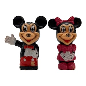 Set de figuras de plástico vintage de Mickey y Minnie Mouse de Disney imagen 1
