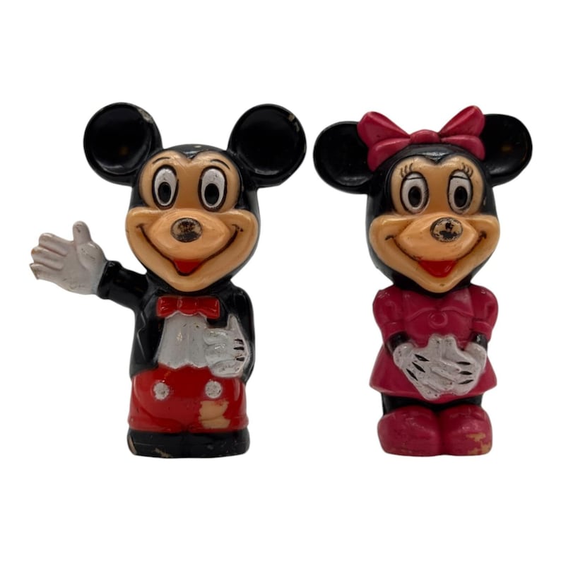 Set de figuras de plástico vintage de Mickey y Minnie Mouse de Disney imagen 1