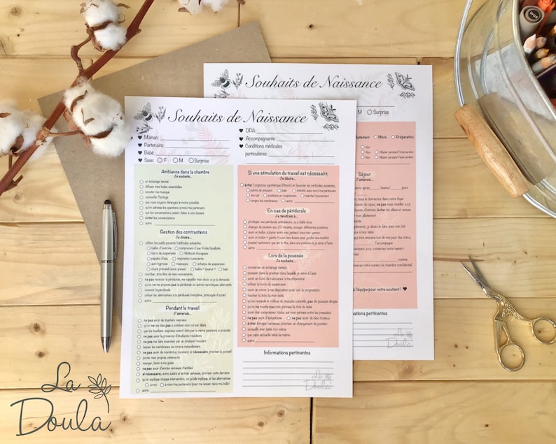 PLAN DE NAISSANCE checklist 2 pages / souhaits naissance - Etsy Canada