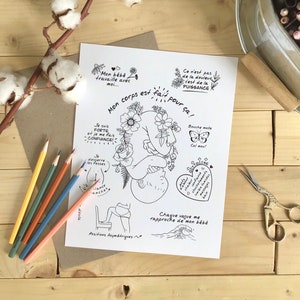 VERSION PAPIER Bébé in utero/ motivation, positif, accouchement naturel, doula, sage-femme, naissance, illustration